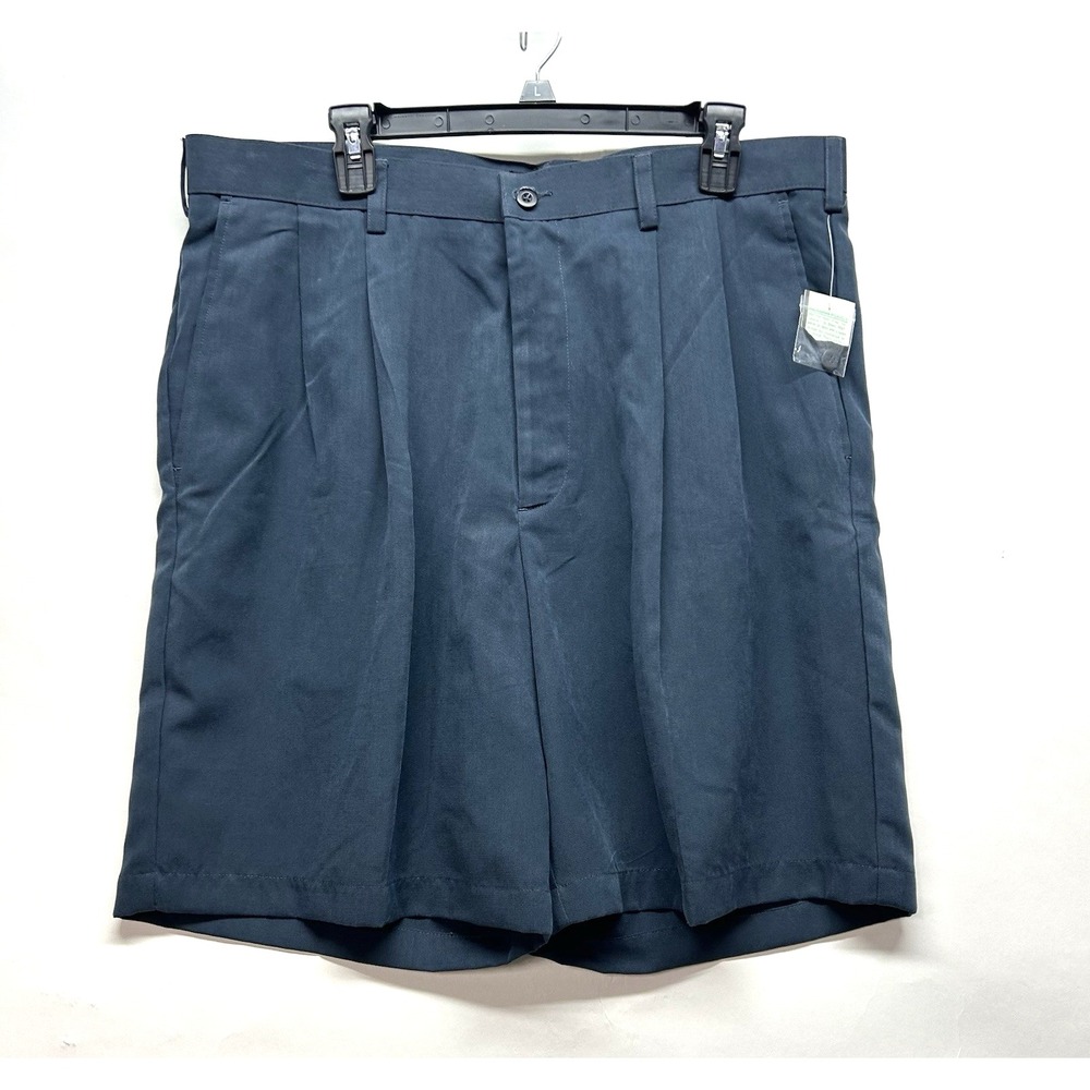 Crossings Ultra Feel Men's 38 Navy Blue Rayon Blend Pleated Shorts (B8)